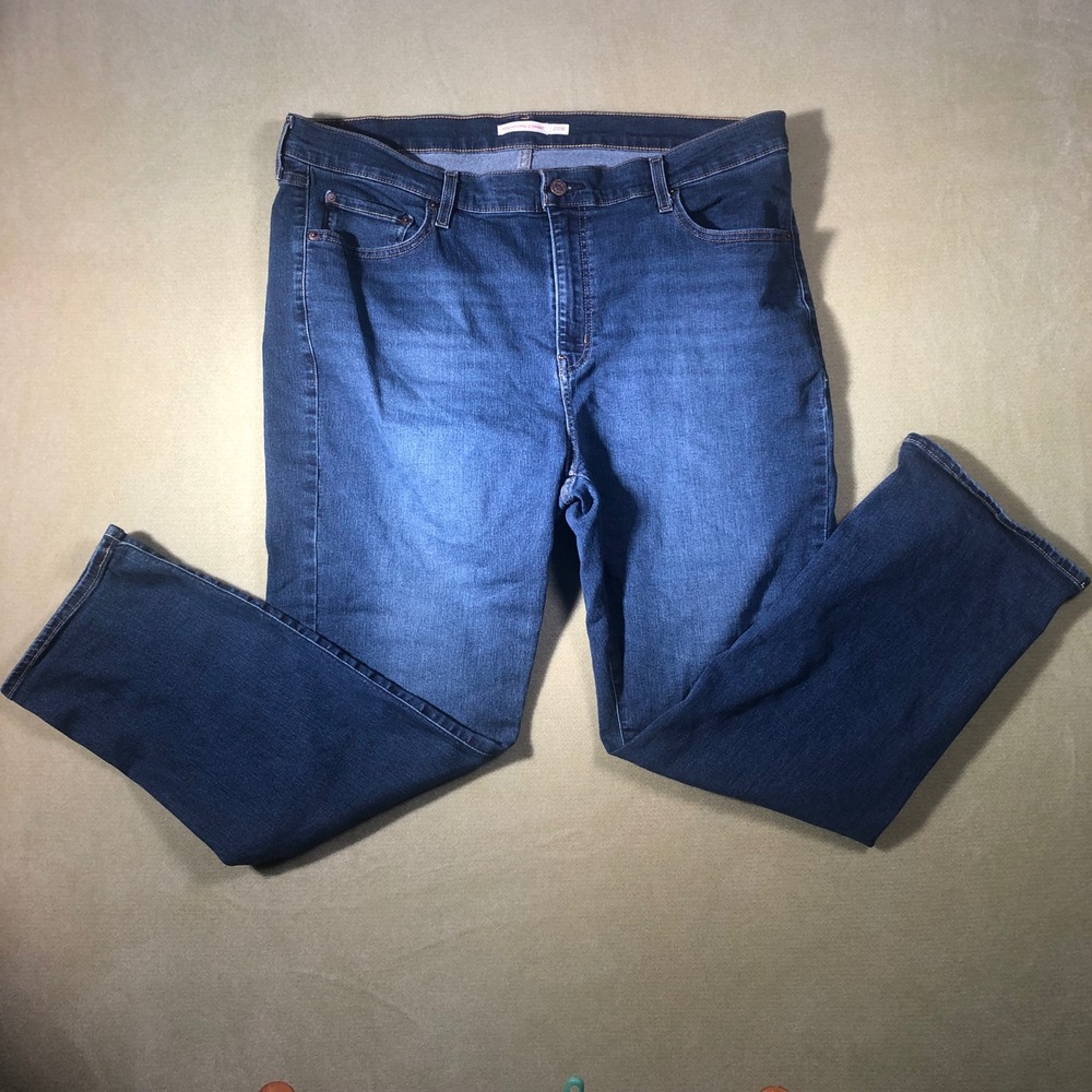 Levi's 724 High Rise Straight Jeans Women 20W Blue Medium Wash Stretch Denim